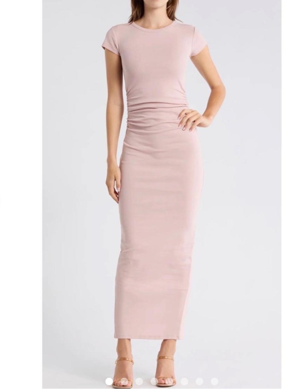 AllSaints Katarina Mauve Chalk Pink Short-Sleeve Maxi Dress